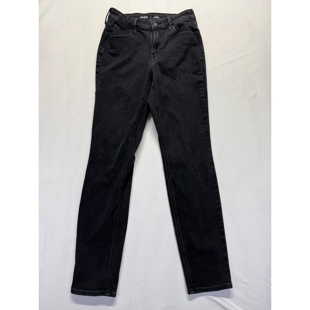 Old Navy Straight Jeans Womens 2 Black Denim Dark Wash Cotton Casual High Rise